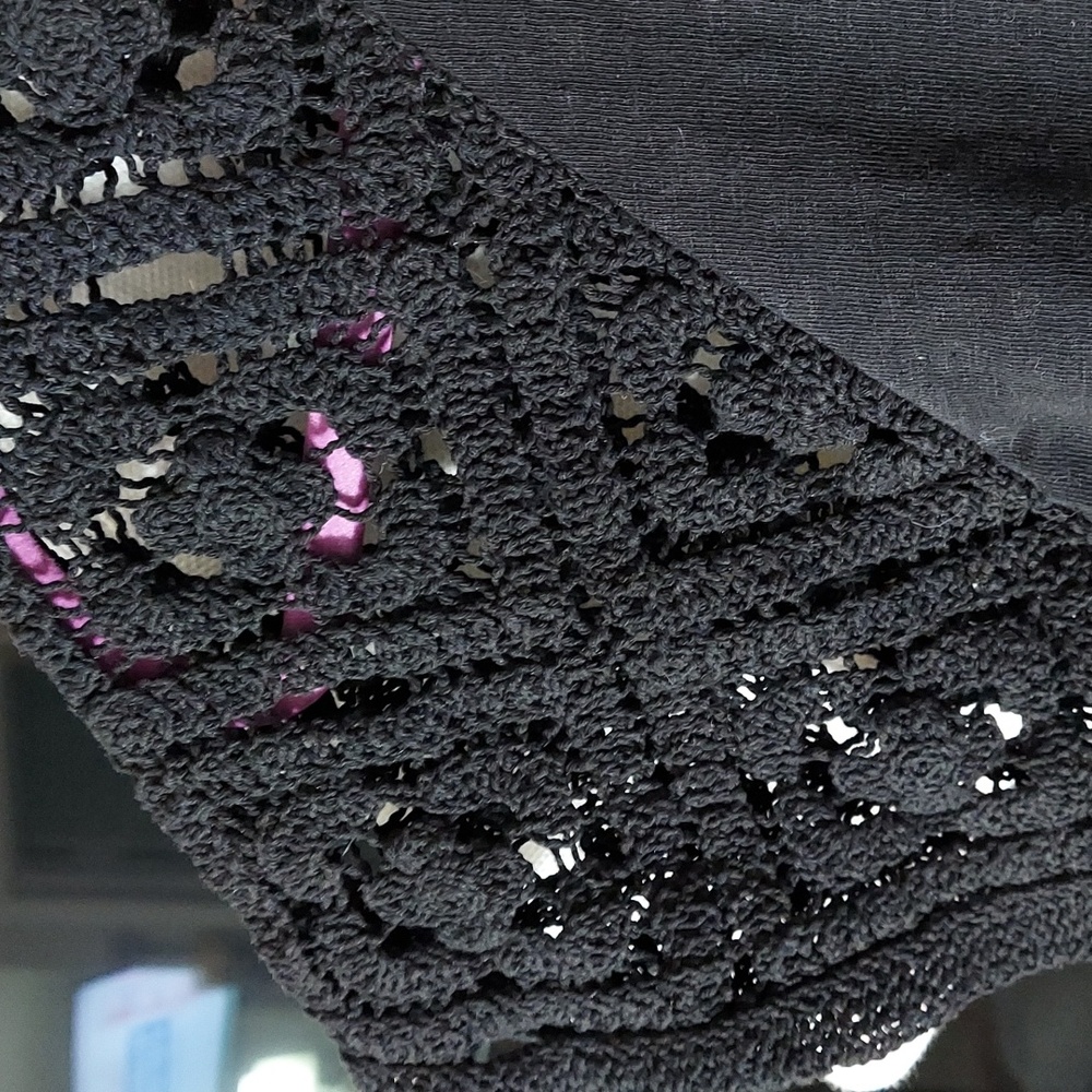 Design History Black Cotton Lace Short sleeve Knit Top Sz M - Picture 2 of 4